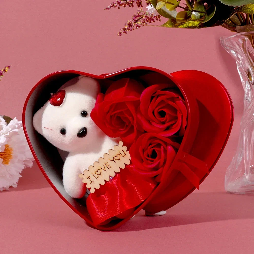 Plüschtier Herz Geschenkbox – Kuscheltier - Stofftier Rosen